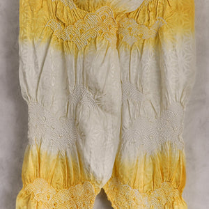 Golden Wave Pattern Shibori with Diamond pattern Damask Ombre Silk Obiage Belt