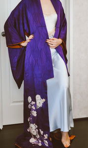 Lady Murasaki Antique Rinzu Silk Damask Vintage Kimono