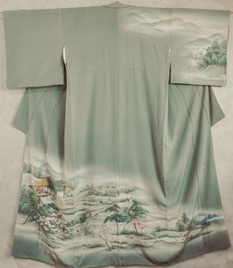 Once upon a time 80s Hand Painted Landscape Kimono Robe