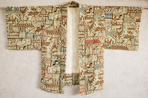Folk lore 70s Vintage Block Print Kimono Haori Jacket