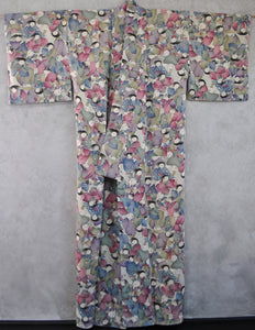 Samurai Bushi Boy Novelty Print 80s Vintage Kimono Robe